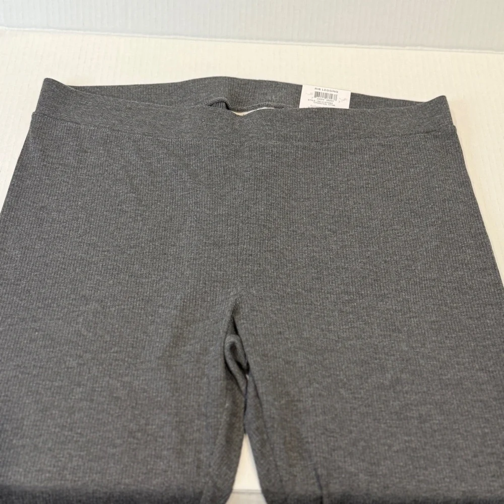 π Style & Co Ribbed Leggings Charcoal Heather Large Super Soft Mid-Rise Stretch - Picture 15 of 16